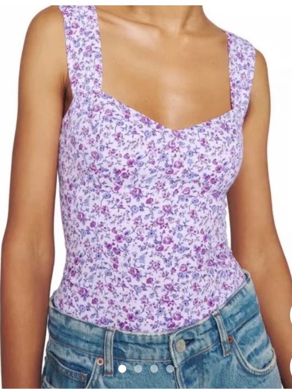 Floral Sweetheart Tank Top Reformation - Lavender Floral
